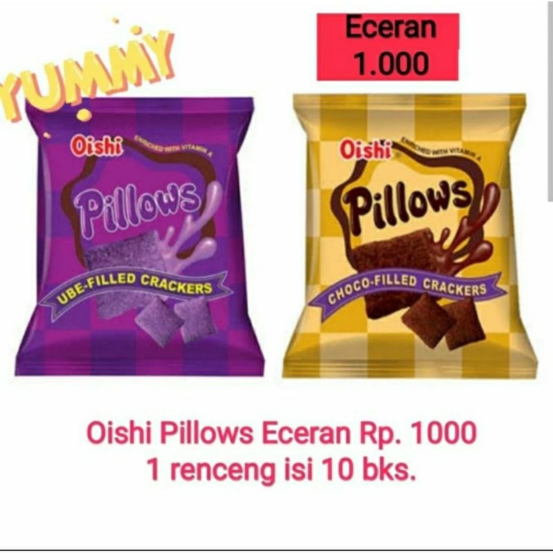 

Sajiandapur Oishi Pillows Snack 1000 Pillow Isi 10 Bks