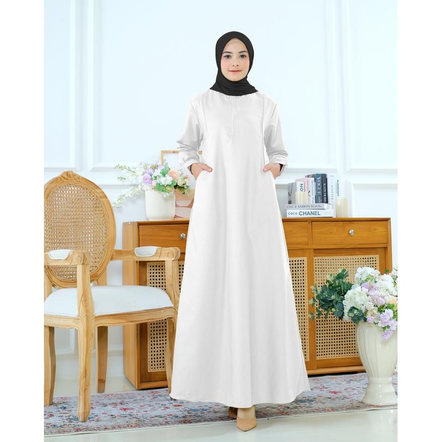 Layali- Gamis Polos Warna putih Toyobo Fodu Ishana Series Katun Muslim Panjang Wanita Dewasa Hitam