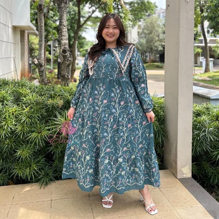 Layali- Jumbo Gamis Shanum katun bordir ld 120 130 140 cm