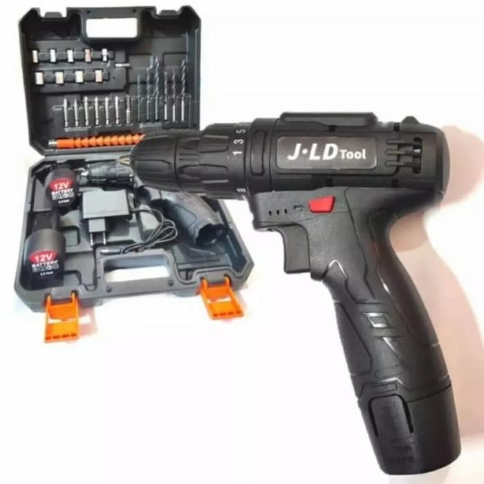 Mesin Bor Obeng batrei JLD 12volt 2batre cordless