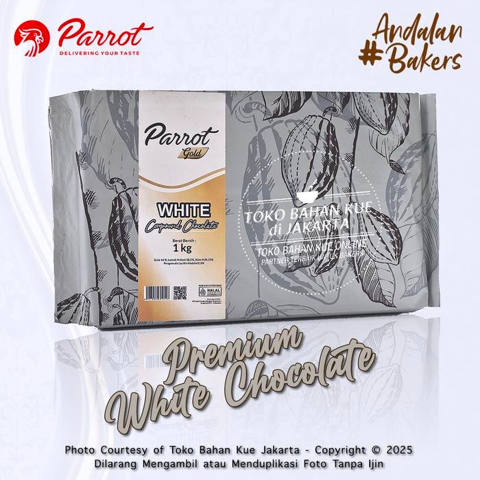

Parrot Chocolate WHITE 1kg Coklat Compound Cokelat Putih GOLD Premium