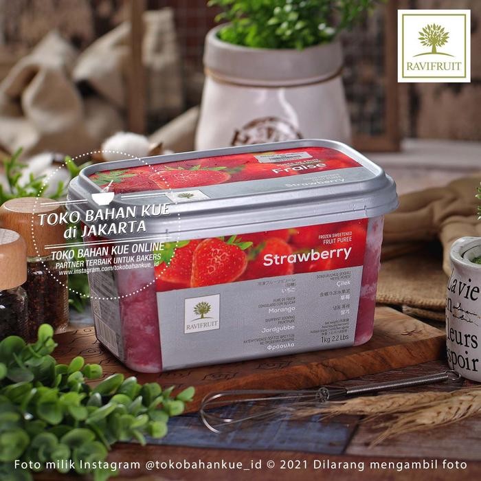 

RaviFruit PUREE Buah Stroberi Beku 1kg Ravi Fruit Frozen Strawberry