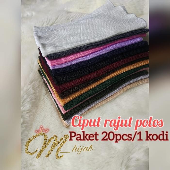 Lamia- PAKET HEMAT 20PCS/1KODI CIPUT RAJUT POLOS Jilbab Dalaman Kerudung