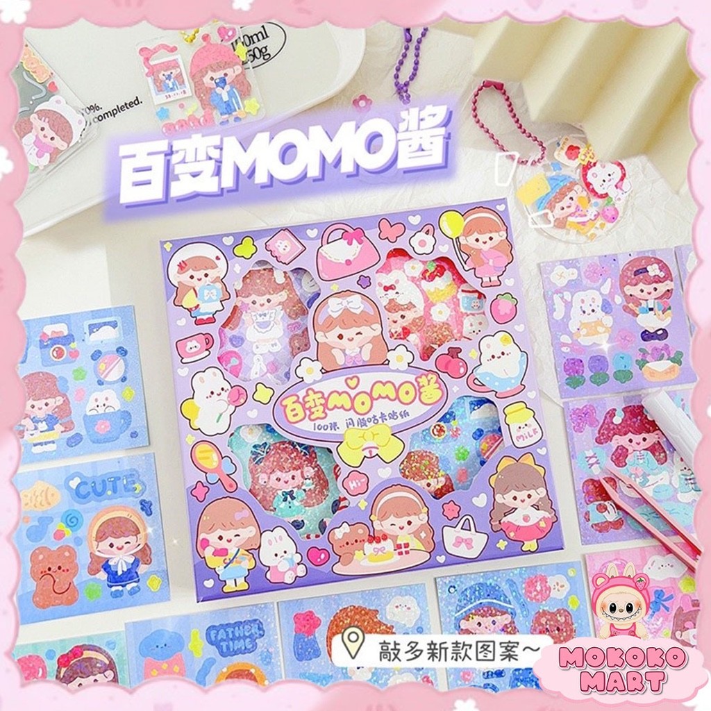 

UM1 MM Stiker Box isi 100 Lembar Momo Glossy Stiker Viral Stiker DIY Terbaru DIY Cocok Untuk Case