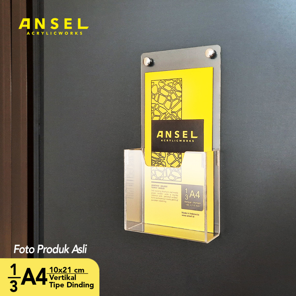 

ANSEL Tempat Brosur Akrilik Dinding Gantung / Acrylic Flyer Holder - 1/3 A4 - Tipe D