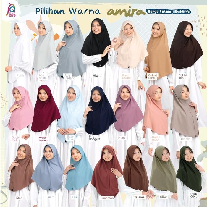 Lamia- Jilbab Arfa / Afra Kerudung AMIRA Ukuran M,L,XL, Dan JUMBO Bergo Instan Dewasa Bergo