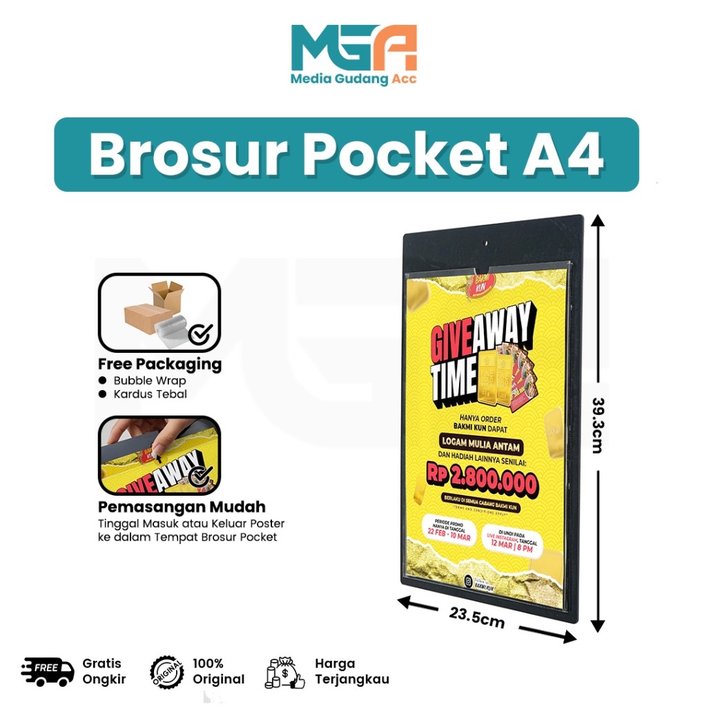 

AKRILIK POCKET A4 2MM HITAM MENU FRAME / WALL THICKER BROSUR ACRYLIC