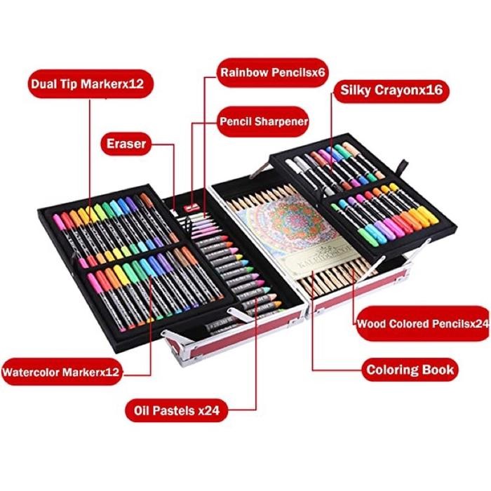 

TERLARIS mobee artist box art set 97 pcs, peralatan mewarnai set besar