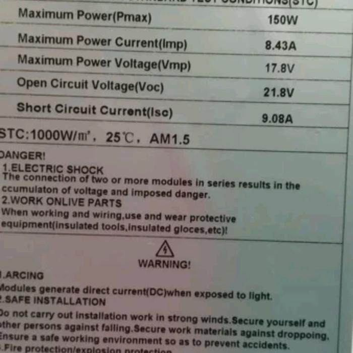 Promo Solar Panel 150Wp Mono Crystalline Solar Cell 150 Wp