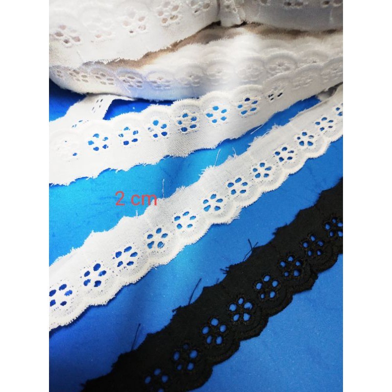 Renda bordir katun lobang 5 renda katun kecil putih renda mukena renda baju renda kain