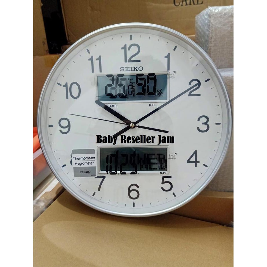 Ready Jam Dinding Seiko Japan Tanggal Hari Qxl013S Qxl013 Silver Original