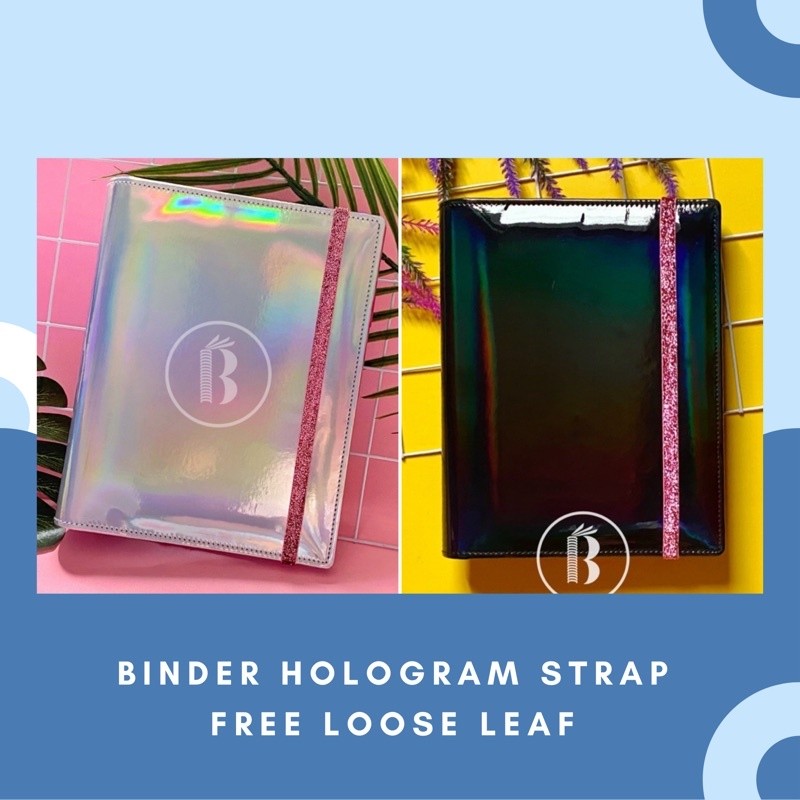 

GRATIS KERTAS Bindermu READY Binder Premium Hologram glitter with strap inc Loose Leaf 20ring A5