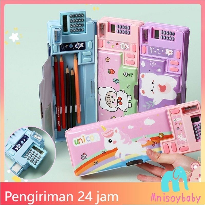 

CODLapisan Ganda Kotak Pensil Dengan Kalkulator & Rautan Pensil Multifungsi Pencil Case Astronot