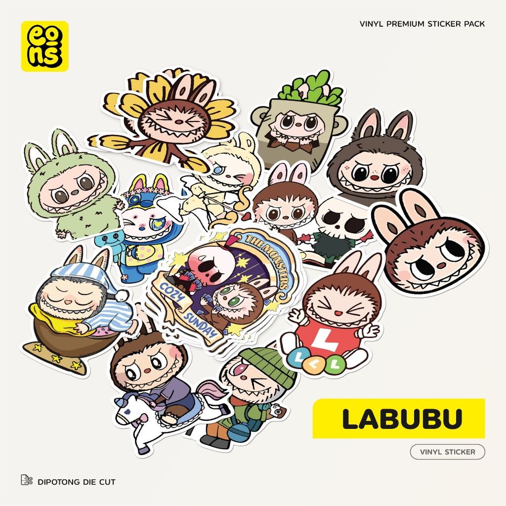 

UM1 Stiker Labubu Die Cut Laminasi Tahan Air - Stiker Lucu & Tahan Lama untuk Dekorasi