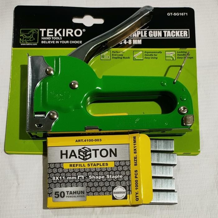 

WOLD - Tekiro Staples Tembak Dan Refill Isi Staples - Staples Jok Kayu Dekorasi Paket Tekiro