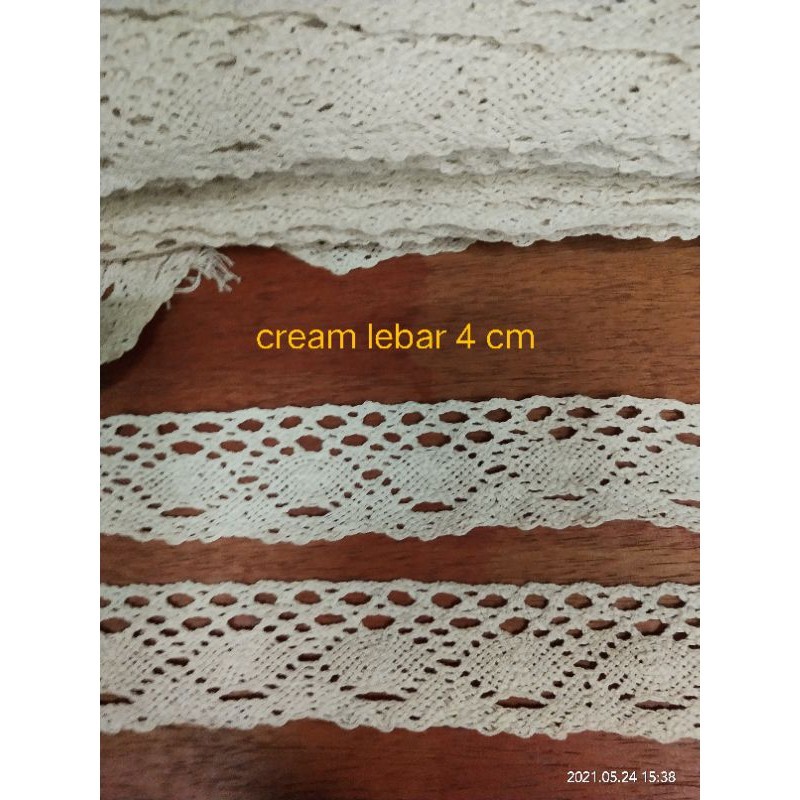 Renda bordir kait cream renda rajut renda pinggir renda baju renda mukena