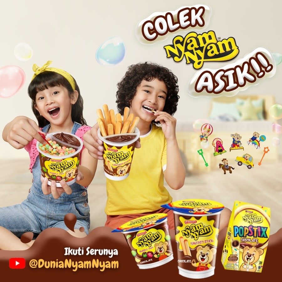

AYOOOLLARIZSS!! Arnott's Nyam-Nyam FUN PLAY Bubble Puff Chocolate - ( HARGA 1 PACK )