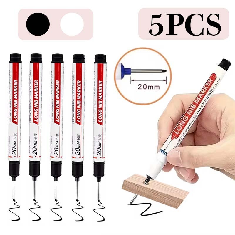

UM1 5pcs Spidol Marker Spidol Tukang Kepala Panjang Long Head Long Nib Marker Multuna