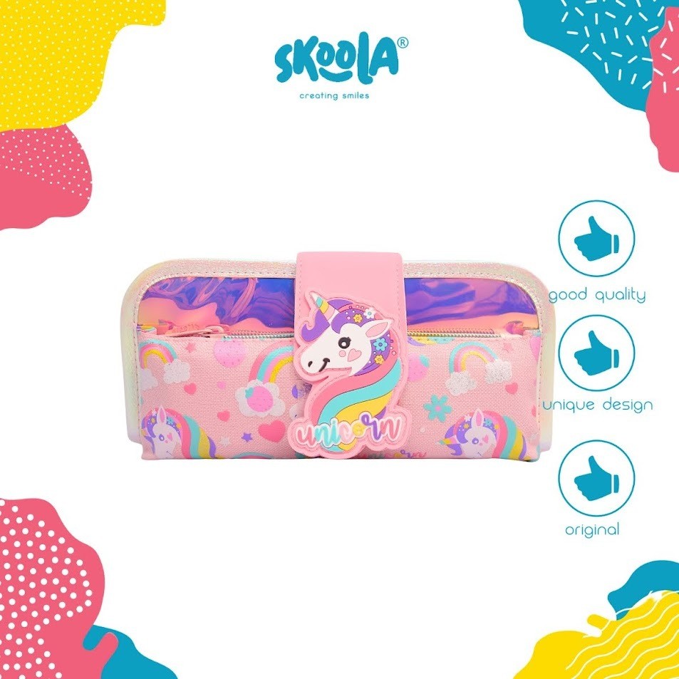 

Skoola Tempat Pensil Lipat 3 Pencil Case Threefold Anak Perempuan Laki - Laki Lucu Unicorn Cat Dino