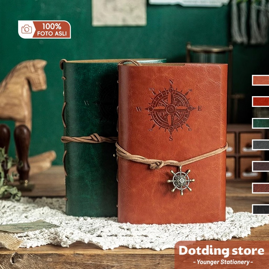 

UM1 DotdingBuku Catatan Travel A6 Sampul Kulit PU Tahan Lama - Halaman Lepas Kosong Kertas Kraft