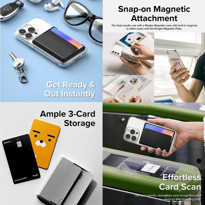 

Ringke Magnetic Card Holder Side Slot Black Anti Crack Tempat Kartu