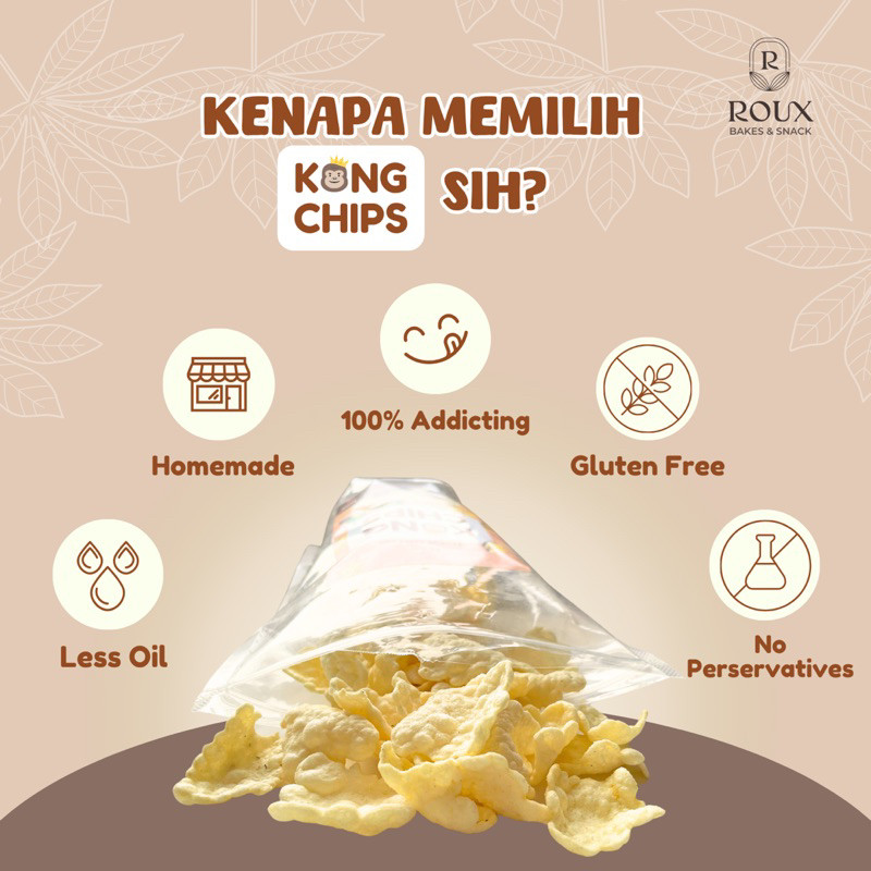 

Dapur Joglo Roux Kong Chips Kerupuk Singkong Cassava Truffle, Nori Seaweed, Spicy Mala, Sour N