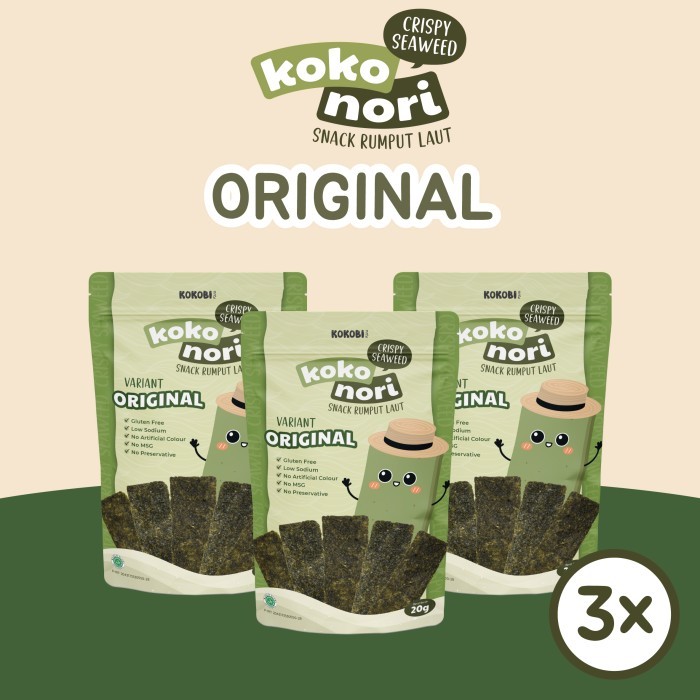 

EatFr3sh- 3pcs Koko Nori Crispy Seaweed - Original (Snack Rumput Laut by Kokobi)