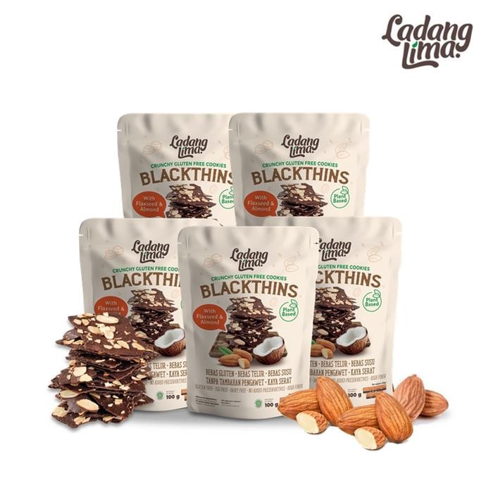 

EatFr3sh- 5 pcs - Blackthins 100g Cookies Ladang Lima (Gluten Free Snack Almond Crispy Rendah Gula