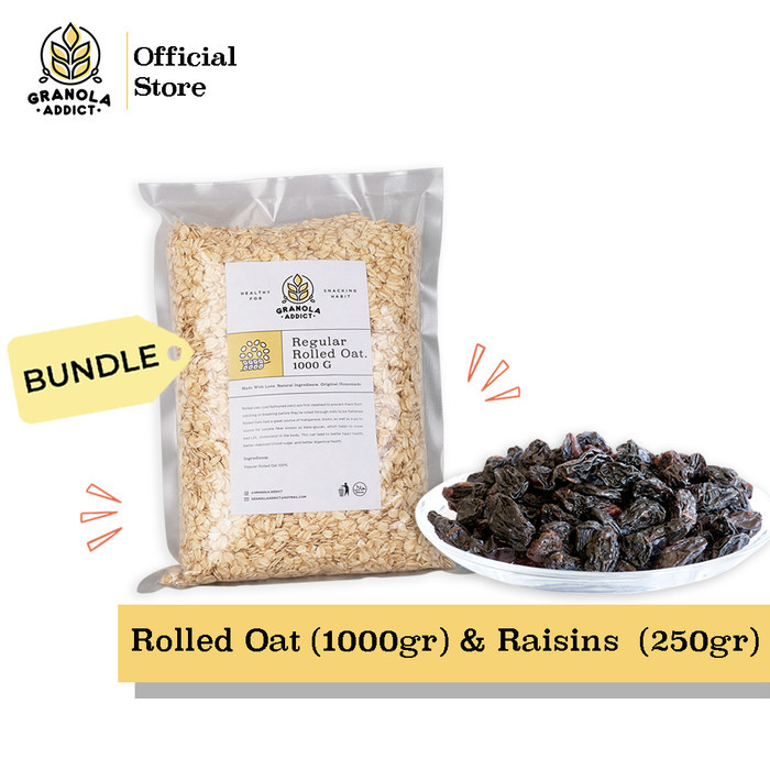 

EatFr3sh- Granola Addict - Paket Rolled Oat 1KG + Dried Seedless Raisin 250G