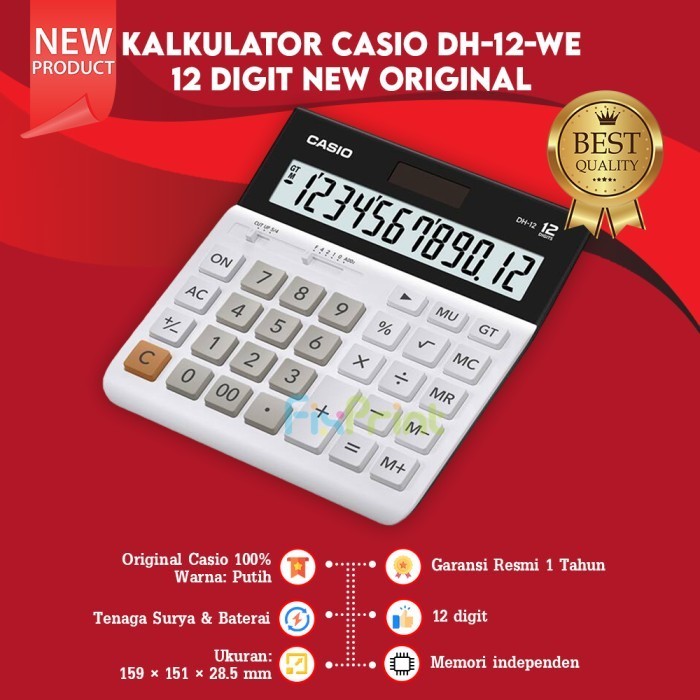 

Calculator Casio Dh-12 Bk White 12 Digits Kalkulator Dekstop Original