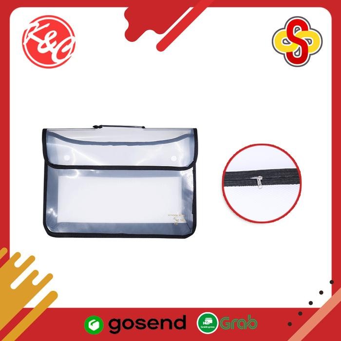 

No.OneBest- Tas Map 2 Kancing School Bag K&C Folio - Hitam