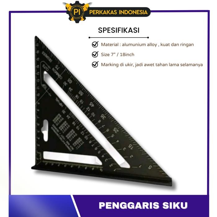 

No.OneBest- Speed Square 7 Inch Premium Quality Hitam Penggaris