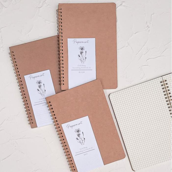 

No.OneBest- Journaling Gold Ring Notebook A5 Dot Grid Blank Line / Buku Tulis