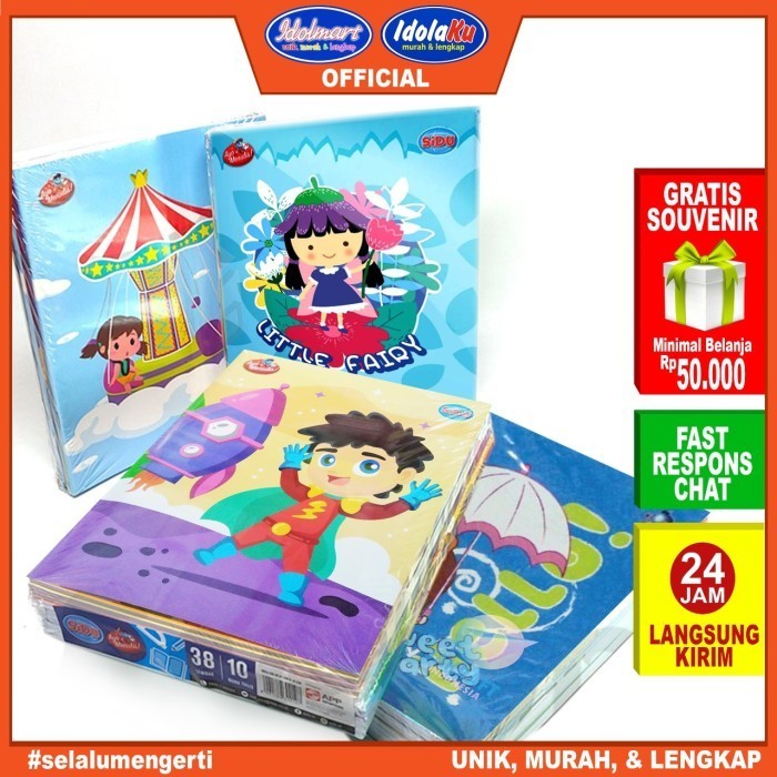 

No.OneBest- IDOLMART Buku Tulis SIDU isi 38 Lembar Sinar Dunia 1 Pack Isi 10 Buku