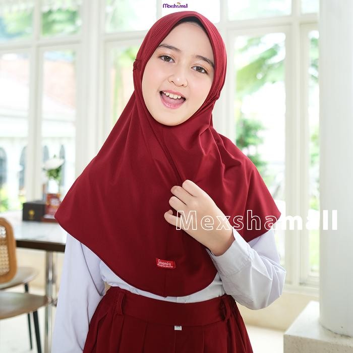 Modiq- Shamira Hijab Instan Serut Anak Aqeela SD Size Usia 7-12 Tahun Material Jersey Premium