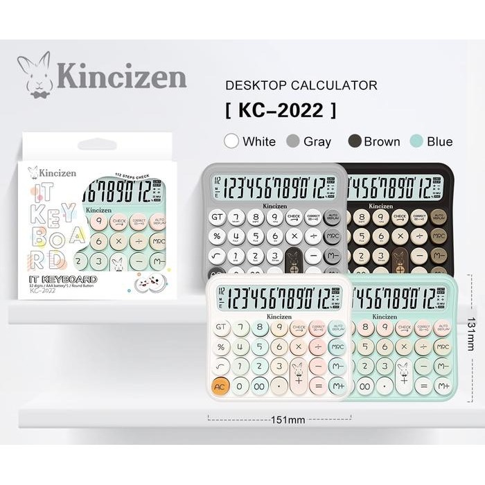 

Kincizen Kc-2022 Kalkulator Mekanis Siswa Sekolah Layar Besar Kantor Tombol Bulat 12 Digit
