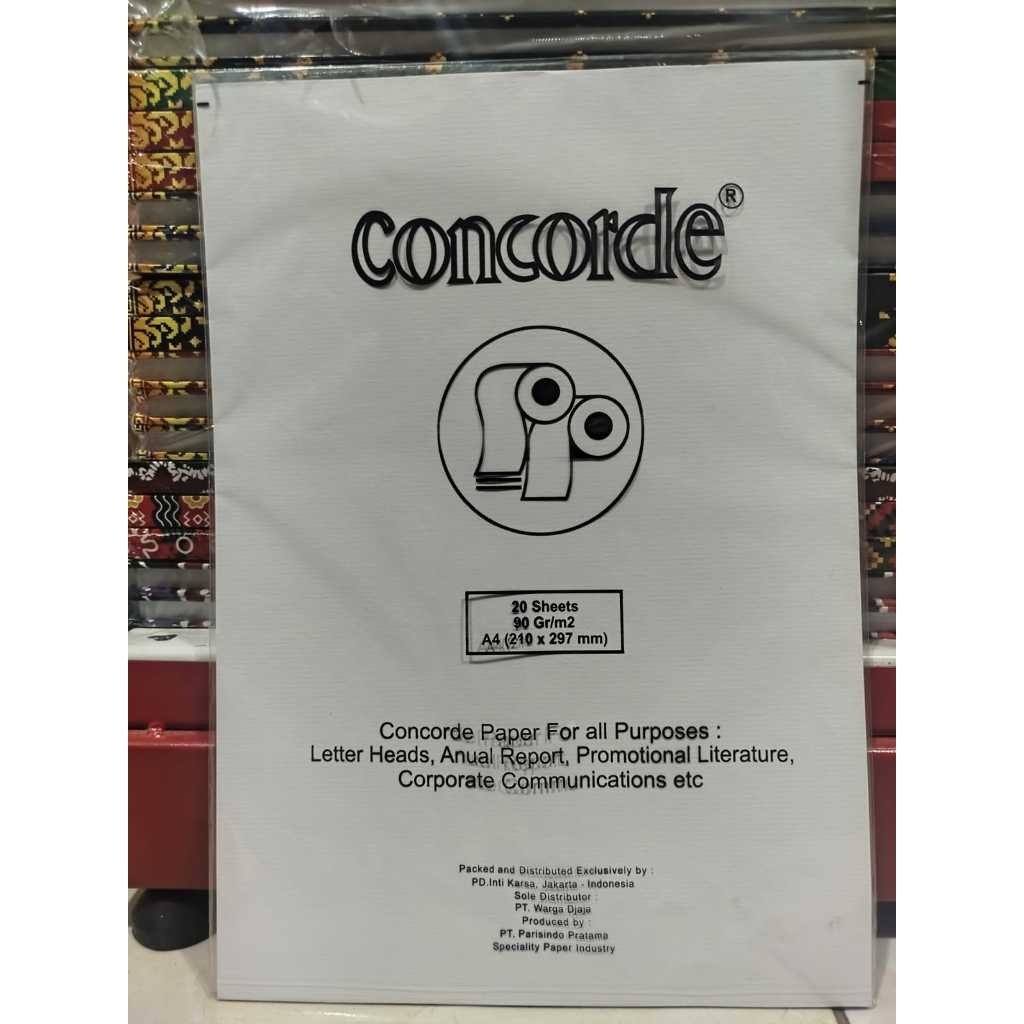 

UM1 Kertas Concorde A4 90 Gr 160 Gr 220 Gr Warna putih / 160 Warna