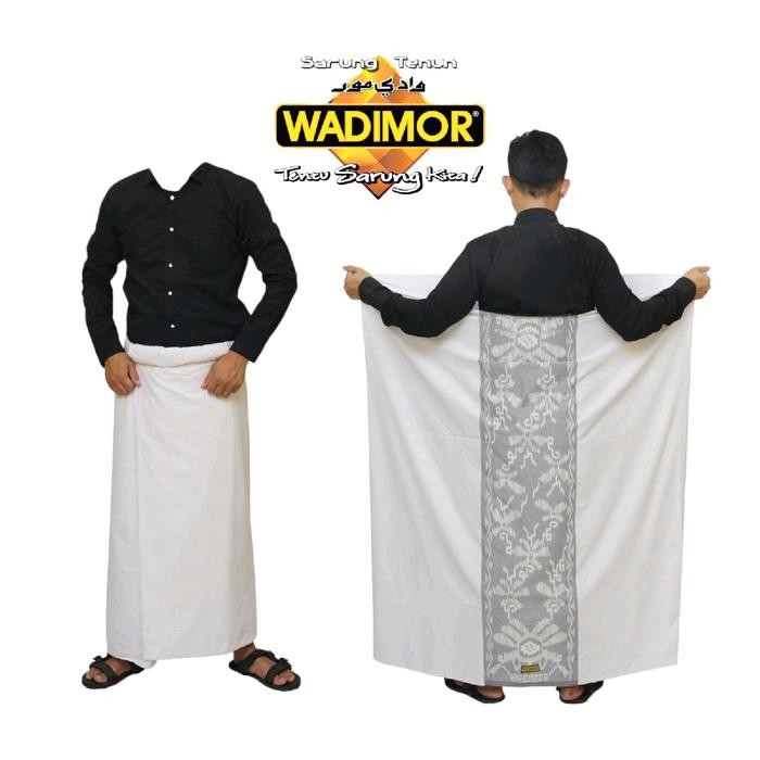 Sarye- Sarung wadimor dewasa original putih polos Garis Kain Katun Kotak Motif Muslim Muda Hitam