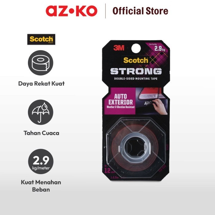 

Azko Scotch 3M Mounting Tape Exterior Auto 12 Mm X 1.5 Mtr #Gratisongkir