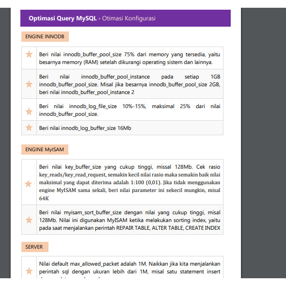 Software Cheat Sheet Optimasi Server & Query Mysql Full Version Lifetime
