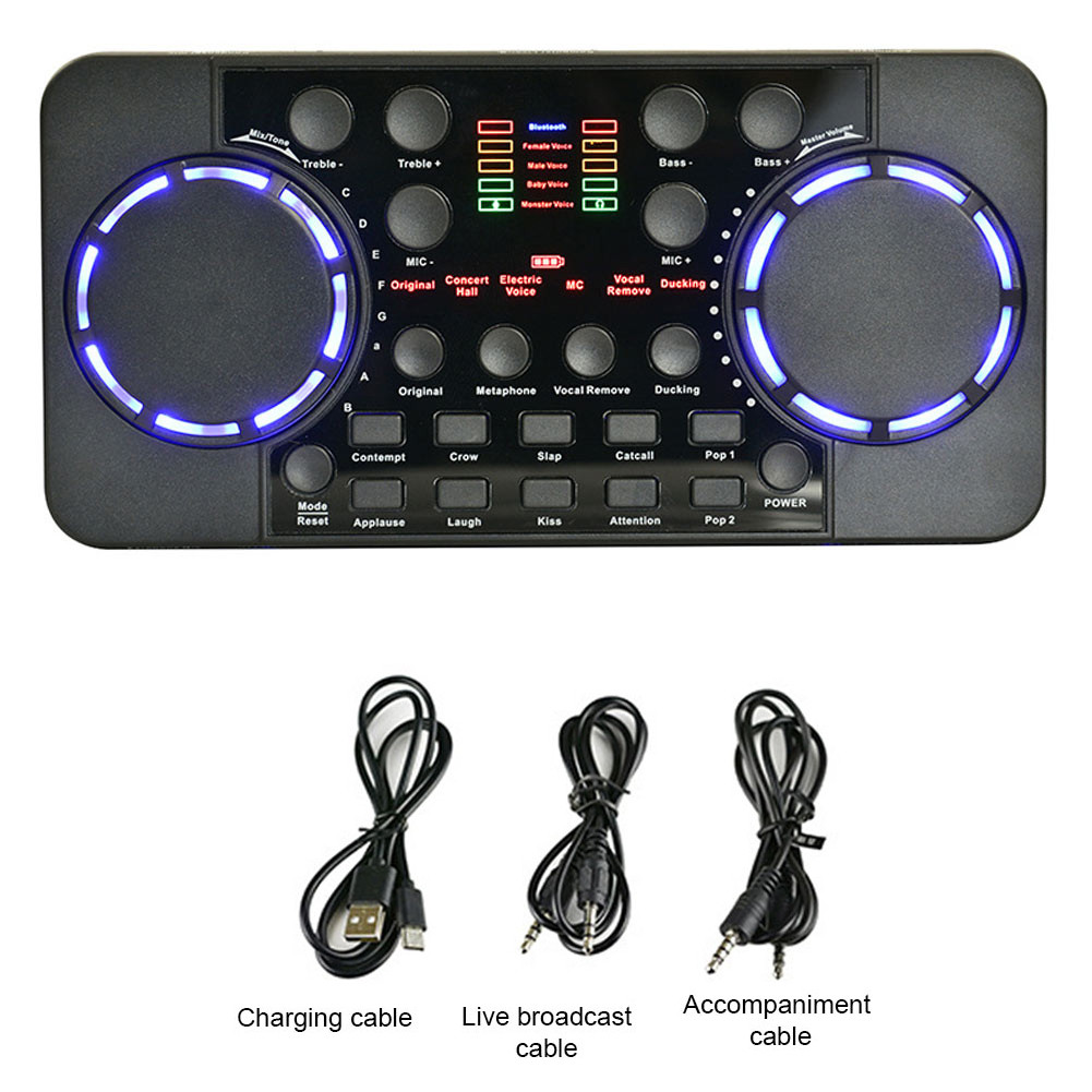V300 Mixer Live Broadcast Sound Card Noise Reduction 10 Sound Effects Bluetooth Live Streaming Sound