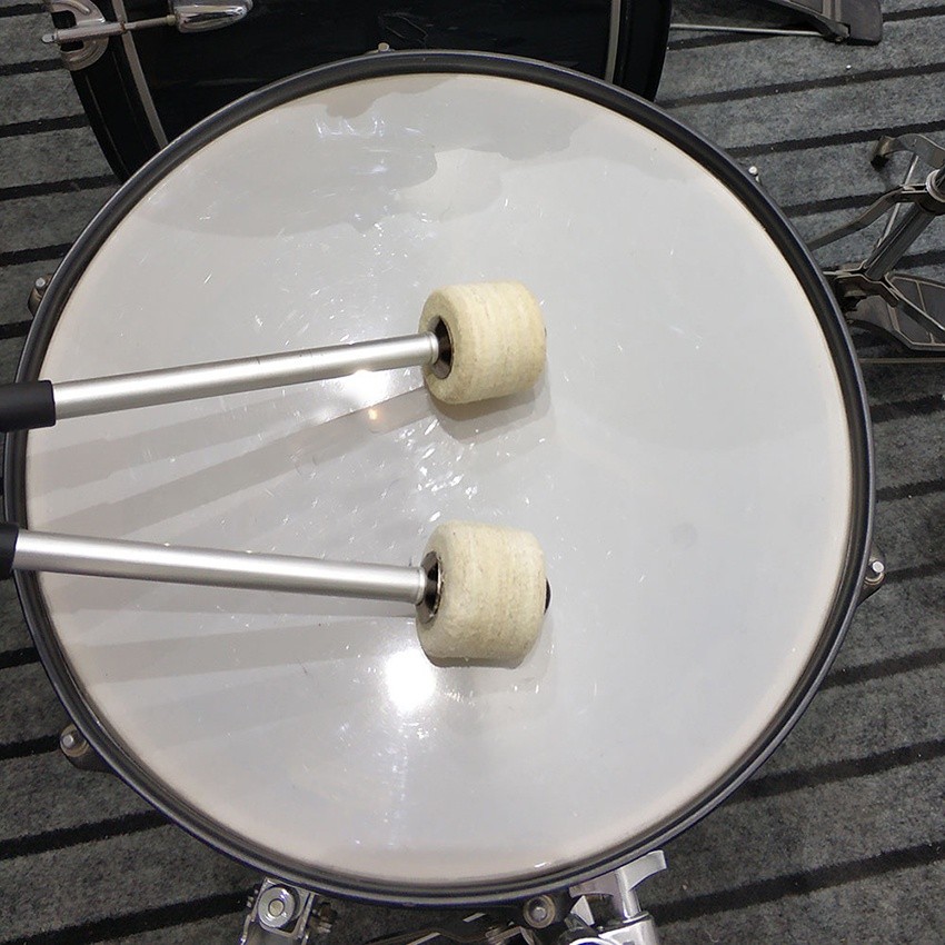 Purvisco - ( 2 biji )Stik Bass Drum Band Stenlis Stik Bas Hadroh Sepasang Bass Drum Mallet Felt Head