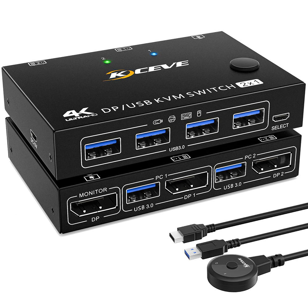Dual Monitor DP KVM Switch Splitter Extended Display 4K Display Port USB Switcher Adapter PC Laptop 