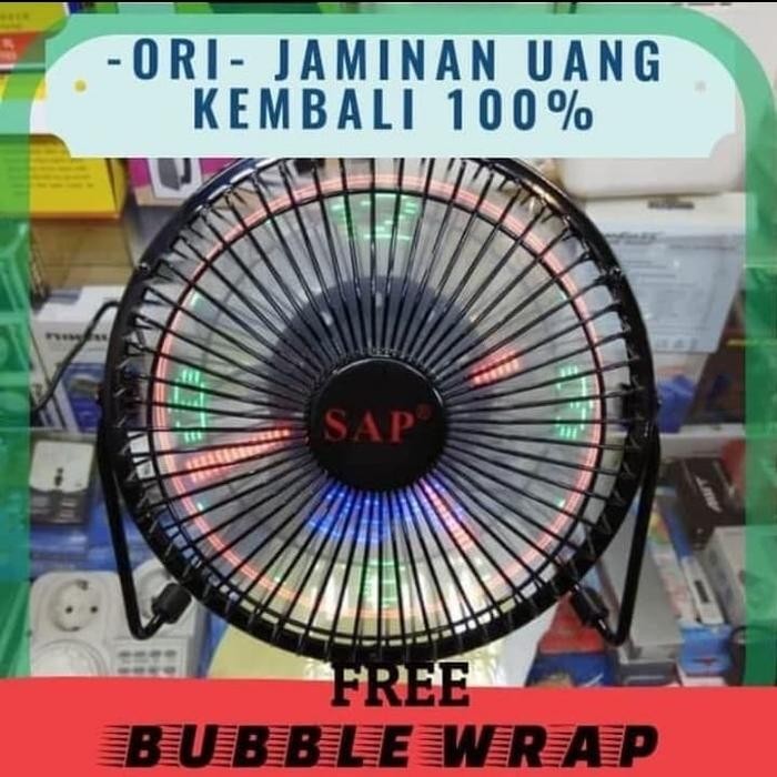 Asli.. Kipas Angin Usb Merk Sap + Jam Led Dan Termometer 7Inchi