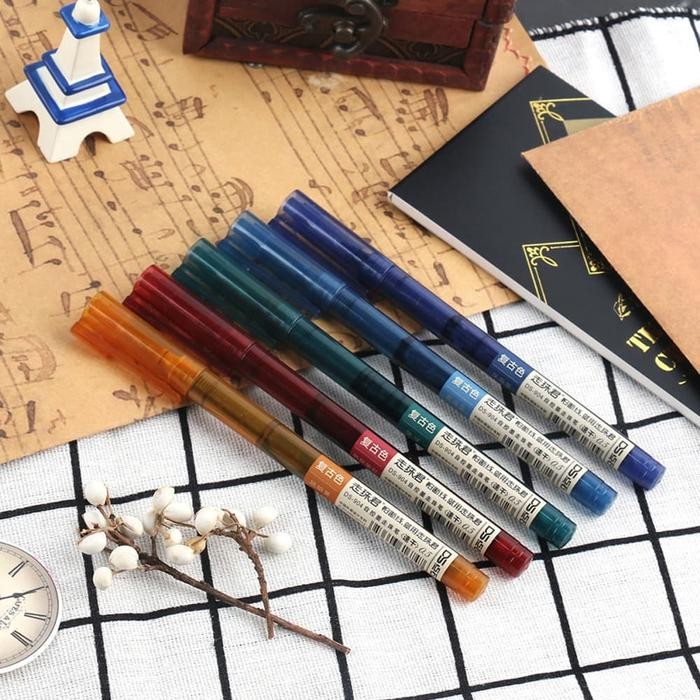 

ASLI..! VINTAGE GEL PENS 0.5MM EXTRA FINE QUICK DRYING PRECISE TIP LIQUID INK