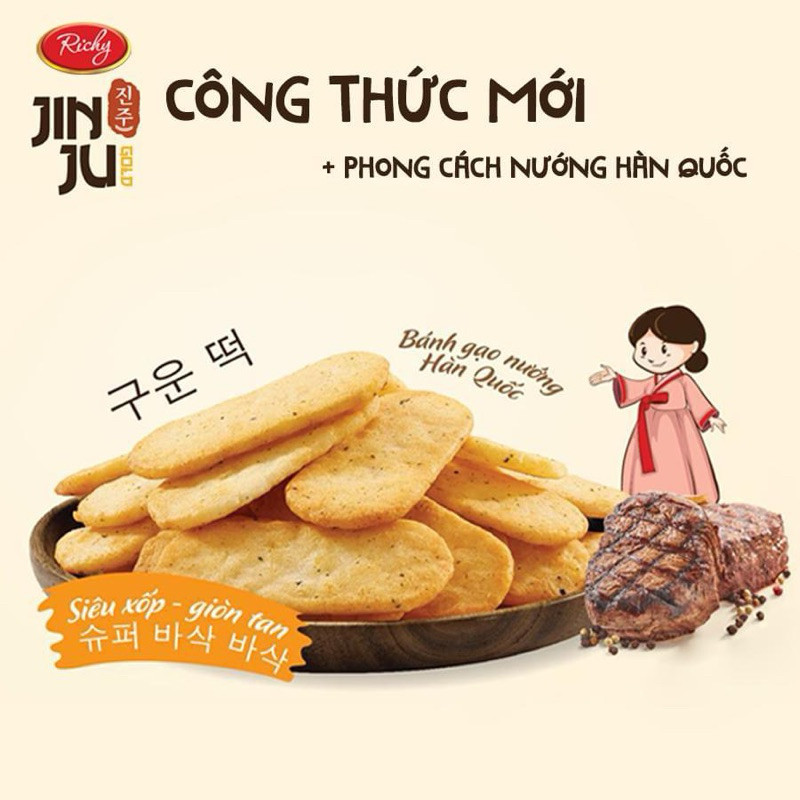 

Richy Jinju Rice Crackers 134,4g Honey Rice Crackers BBQ Pink Seasalt Rice Crackers Vietnam