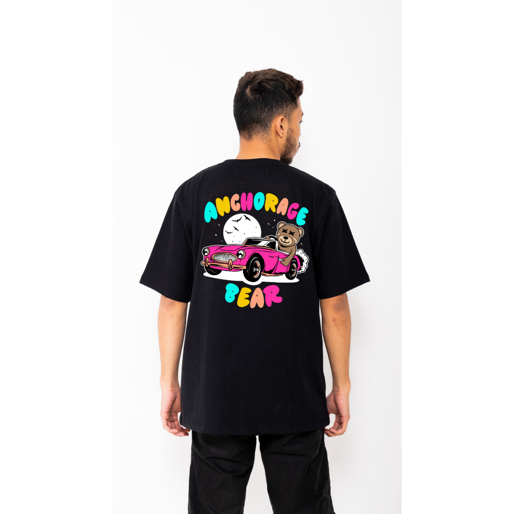 【Ori】Anchorage Bear - Car Tshirt Oversize Kaos Pria Distro Terlaris Cotton 24s Limited Premium - Bla