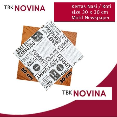 [100 Pcs] Kertas Nasi Motif Koran (30X30 Cm) - Roti Burger Koran