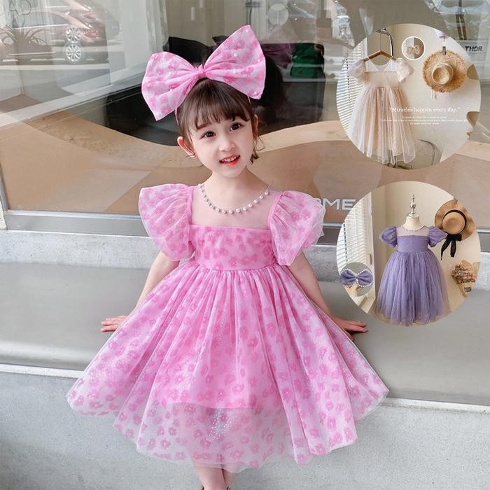 [PRINCESS KESLI] 1-9 TAHUN DRESS PESTA MAGENTA BAJU ANAK PEREMPUAN GAUN ULANG TAHUN KIDS PINK UNGU