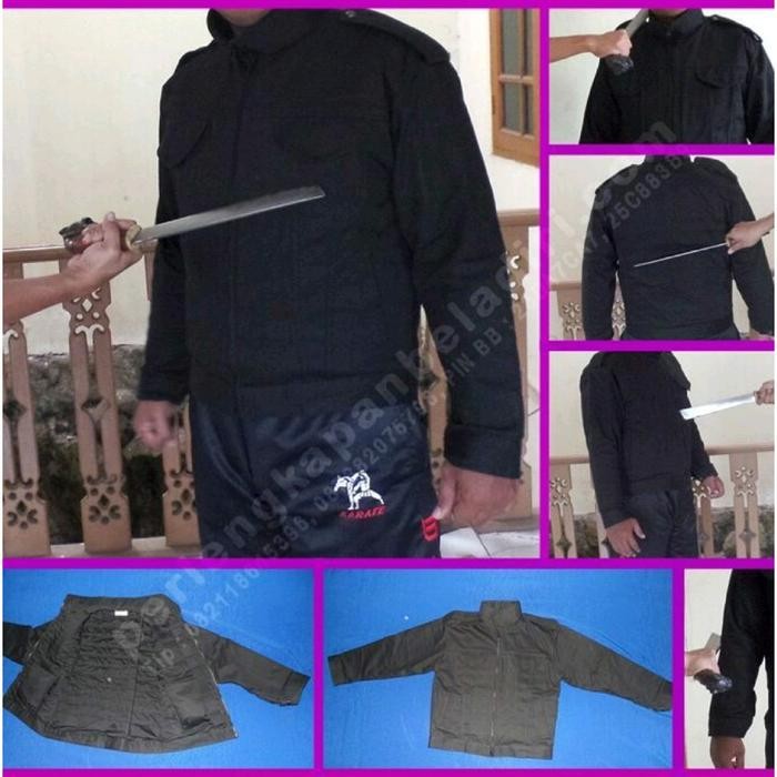 Jaket Anti Sajam - Jaket Anti Bacok - Jaket Pelindung Biru Denim Hitam Pria Terbaru